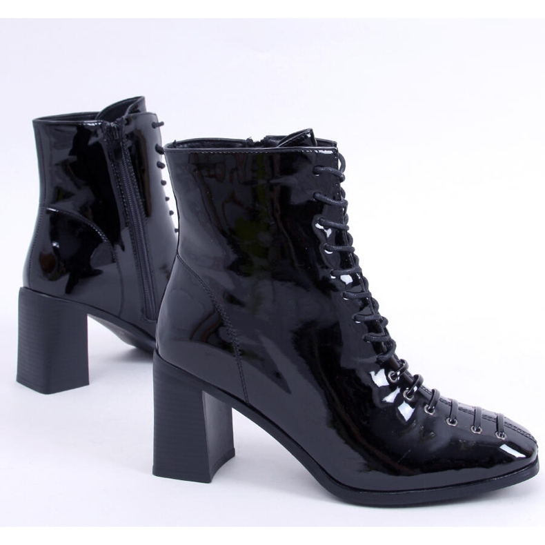BM High-heeled ankle boots, lacquered Aubrey Black 1