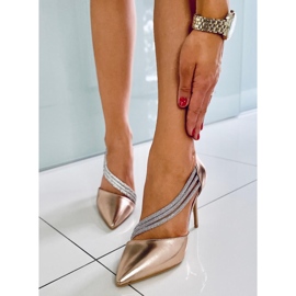 Lucille Champagne asymmetric heels pink 1