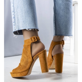 PA1 Camel heel sandals from Calum brown yellow 1