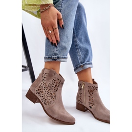Lewski Shoes Women's Openwork Boots Leski Shoes 2909 Light brown beige 1