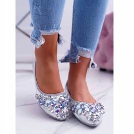 PS1 Women's Ballerinas with Silver Crystal Stones grey 2