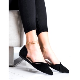 Goodin Suede Ballerinas With A Cut Out black 3