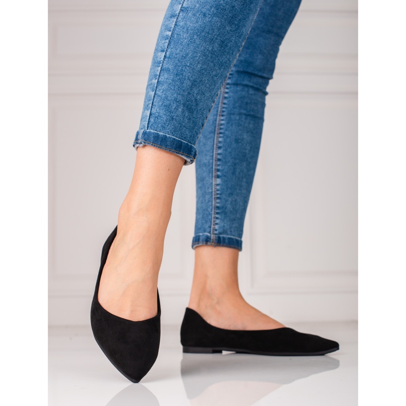 Black women's ballet flats made of ecological suede 2