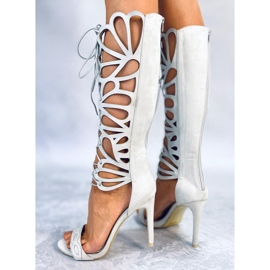 BM Miranda Gray stiletto gladiator sandals grey 1