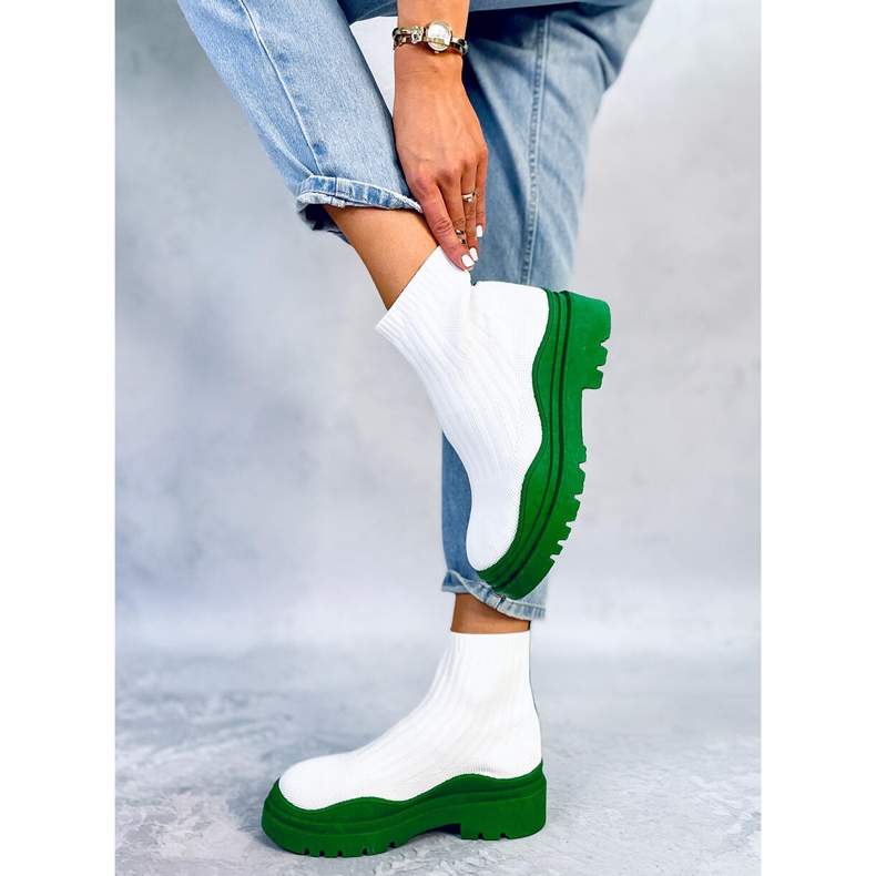 Elastic ankle boots Withers WHITE/GREEN 2