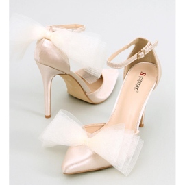 BM Sheena Beige Tulle Bow Stilettos 1