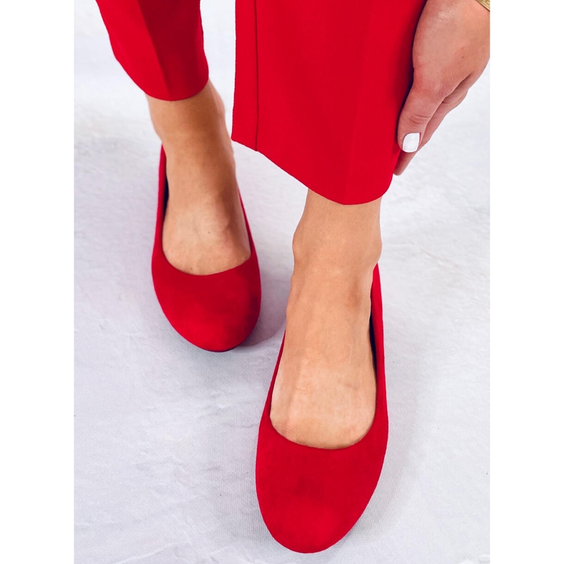 BM Lumley Red Wedge Ballerinas 1