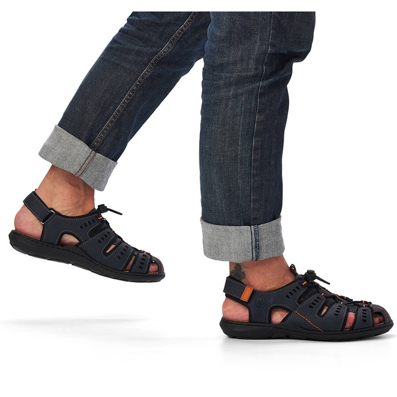 Rieker 22021-14 navy blue sandals for men 1