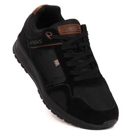Black leather men's sports shoes NEWS 1 Black leather men's sports shoes NEWS 1
