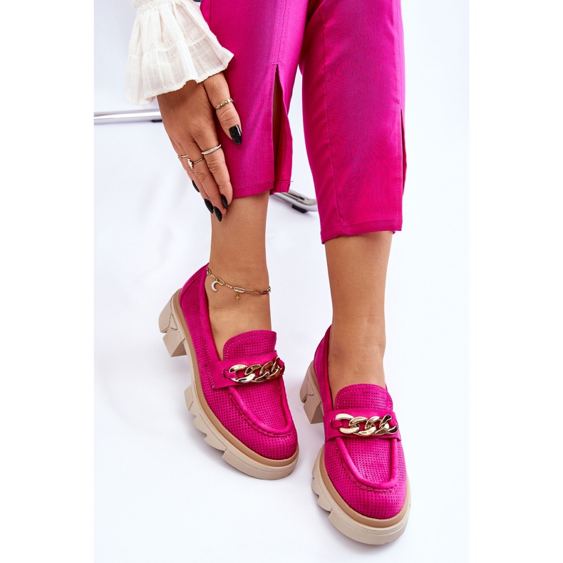 Women's Brogues Loafers With Chain Fuchsia Luella pink 2