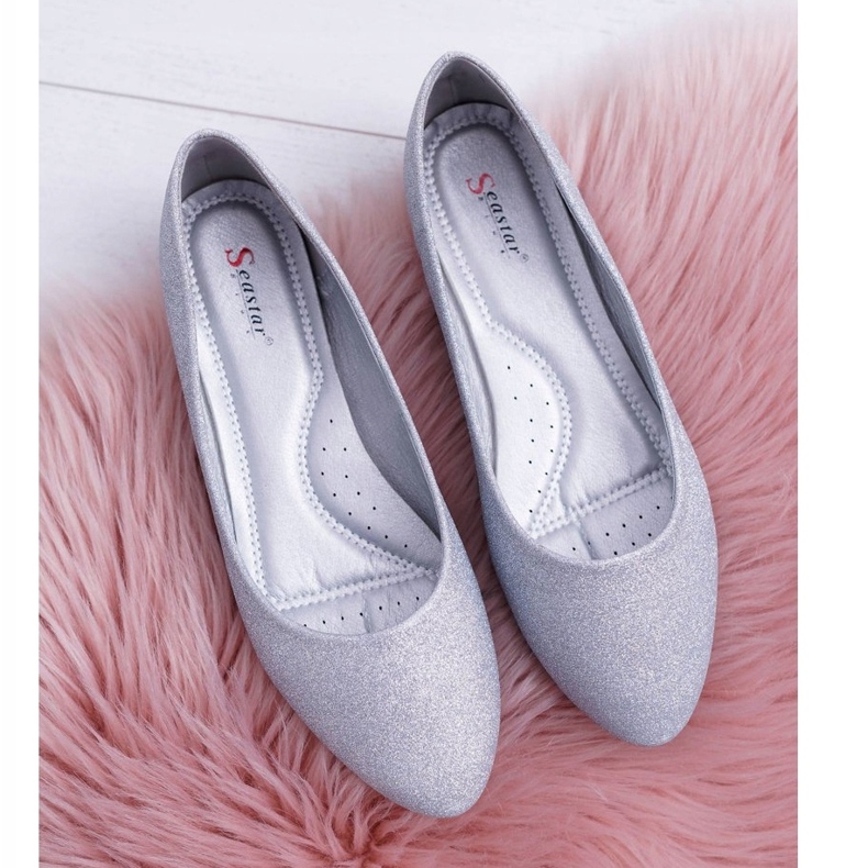 Women's Glitter Silver Ballerinas 2 Women's Glitter Silver Ballerinas 2