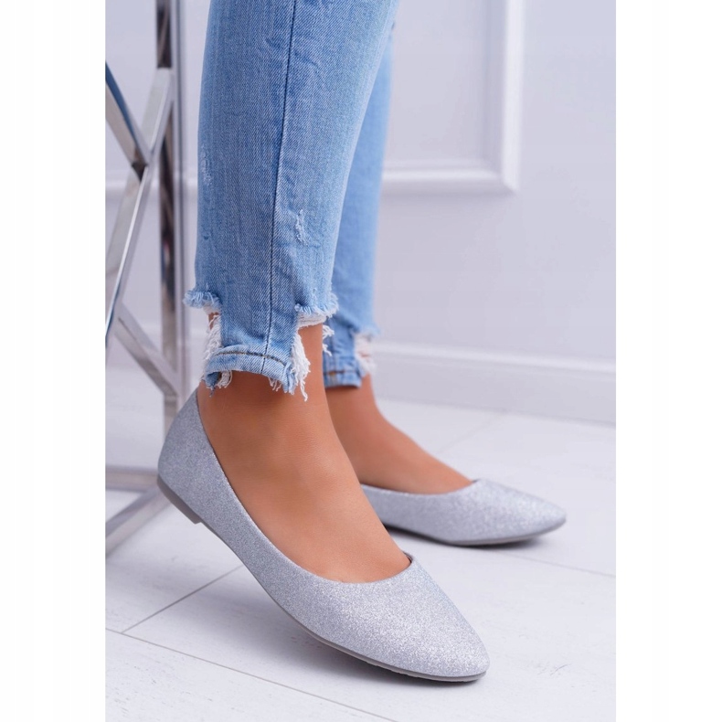 Women's Glitter Silver Ballerinas 1 Women's Glitter Silver Ballerinas 1