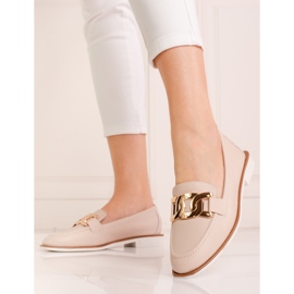 Women's Shelovet beige leather loafers 1