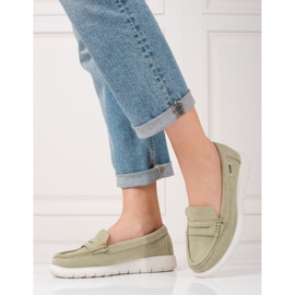 Women's Shelovet green loafers with a flexible sole 2