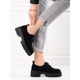 Women's suede lace-up shoes Shelovet black 2