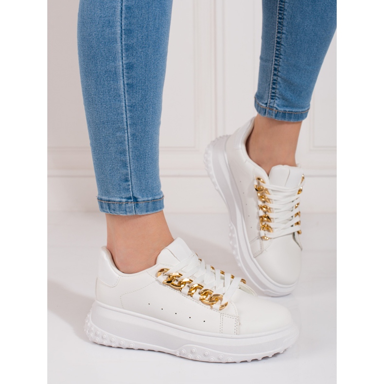 Women's white sneakers with a Shelovet chain 1 Women's white sneakers with a Shelovet chain 1