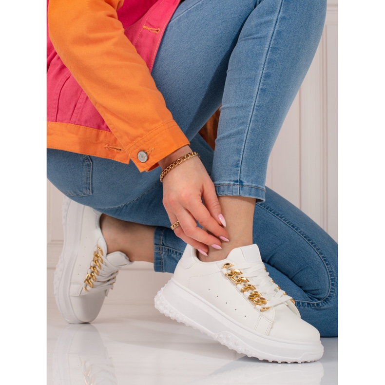 Women's white sneakers with a Shelovet chain 2 Women's white sneakers with a Shelovet chain 2