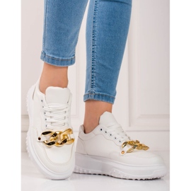 Women's white sneakers with chain 1