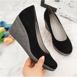 Black suede wedge pumps from Vinceza 2