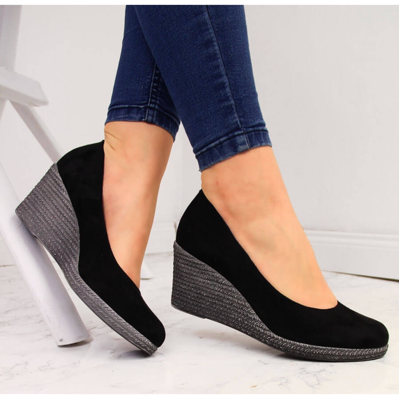 Black suede wedge pumps from Vinceza 1