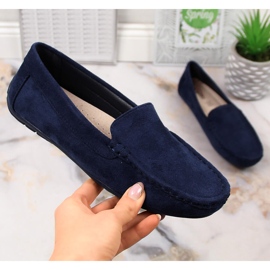 Evento Women's navy blue suede moccasins 2