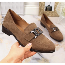 Women's suede flat shoes brown Vinceza 10828 1