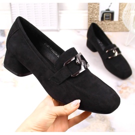 Low-heeled black suede shoes Vinceza 10869 1
