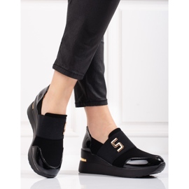 Women's Shelovet black wedge sneakers 1 Women's Shelovet black wedge sneakers 1