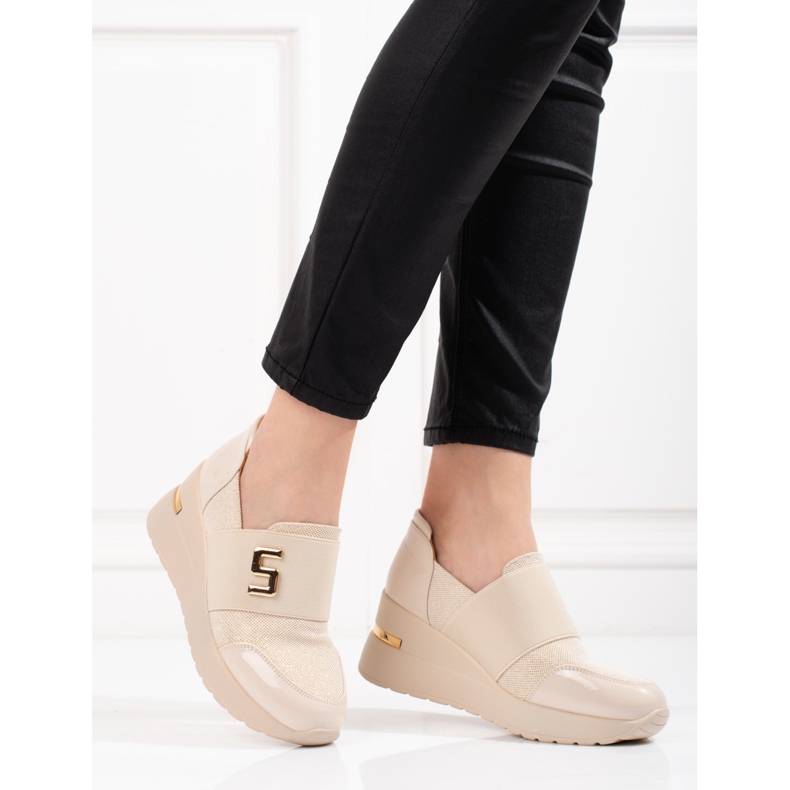 Shelovet women's wedge sneakers beige 2 Shelovet women's wedge sneakers beige 2