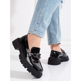Shelovet women's black platform loafers 2