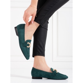 Women's Shelovet green loafers with decoration 2
