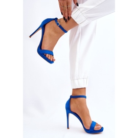 Elegant Suede Blue Averie High Heel Sandals 2