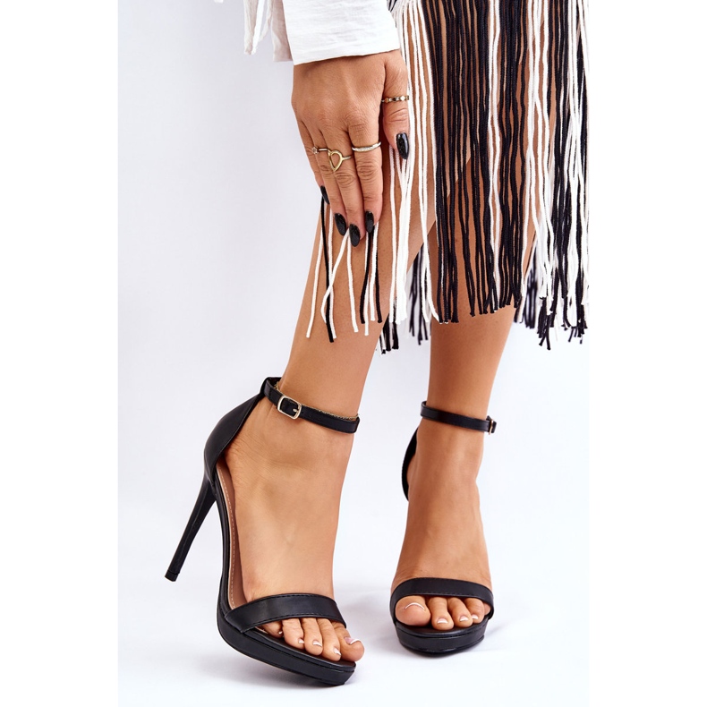 Elegant Leather Sandals On A Black Averie High Heel 1