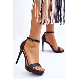 Elegant Leather Sandals On A Black Averie High Heel 2