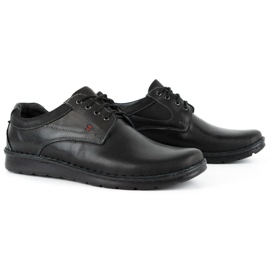 Kampol Men's casual leather shoes 13/27 black face 2