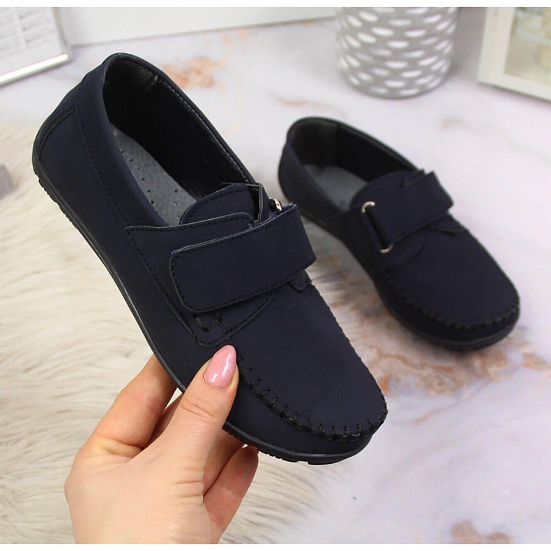 Boys' moccasins with velcro navy blue Kornecki 6804 1 Boys' moccasins with velcro navy blue Kornecki 6804 1