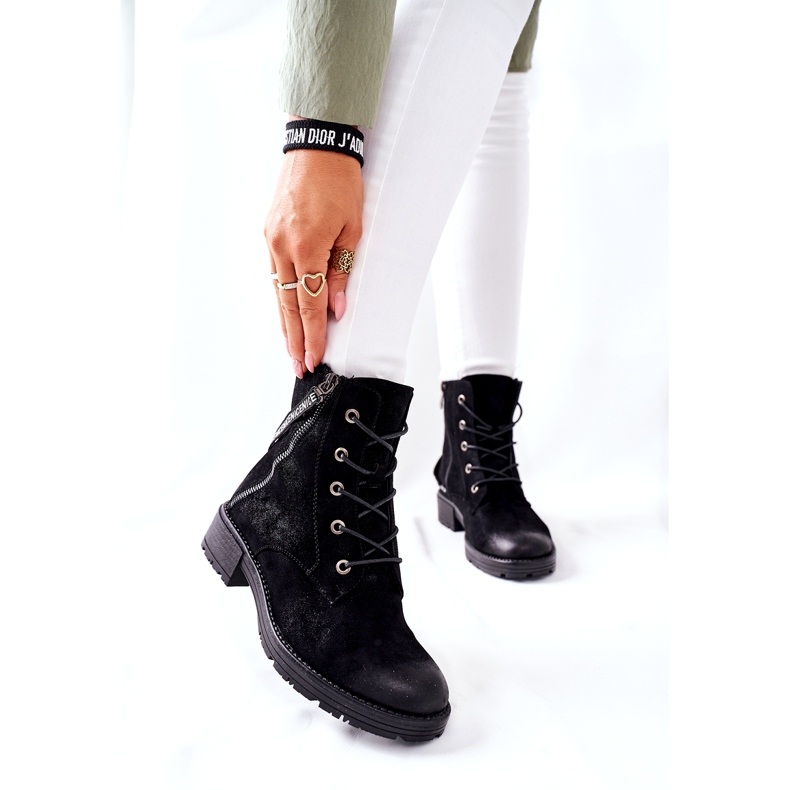 Vinceza Women's Worker Boots Insulated Black 1