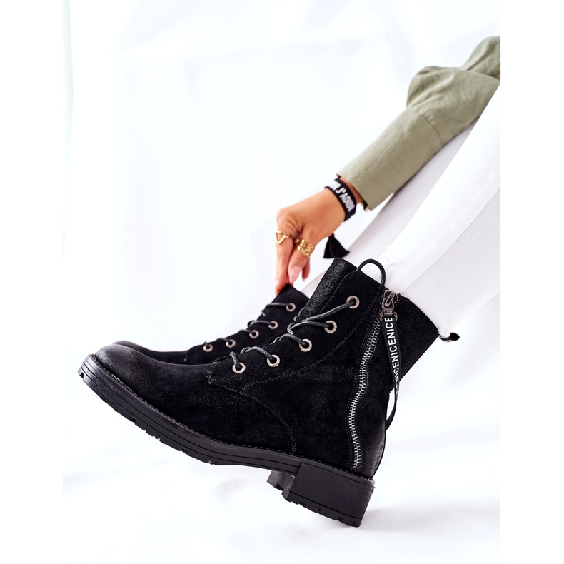 Vinceza Women's Worker Boots Insulated Black 2