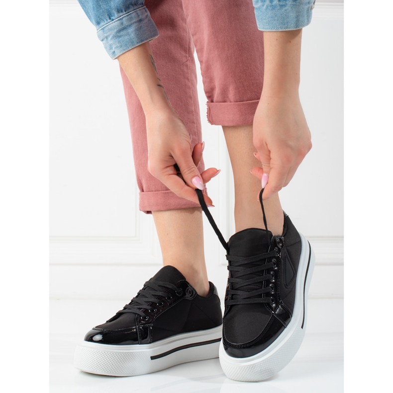Women's Shelovet black platform sports shoes 1