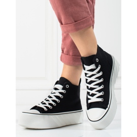 Women's Shelovet black high-top sneakers 1