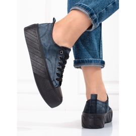 Women's Shelovet corduroy sneakers navy blue 4