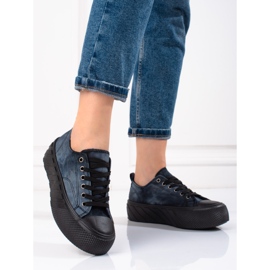 Women's Shelovet corduroy sneakers navy blue 2 Women's Shelovet corduroy sneakers navy blue 2