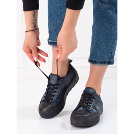 Women's Shelovet corduroy sneakers navy blue 3