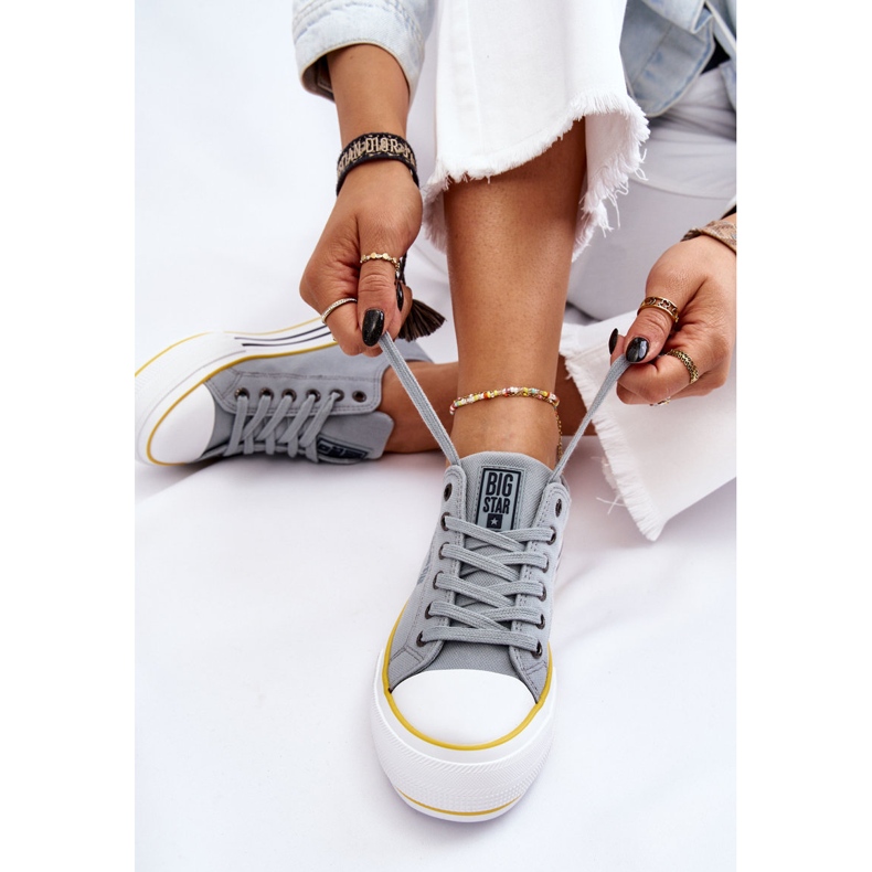 Women's Fabric Platform Sneakers Big Star LL274183 Light Blue 1