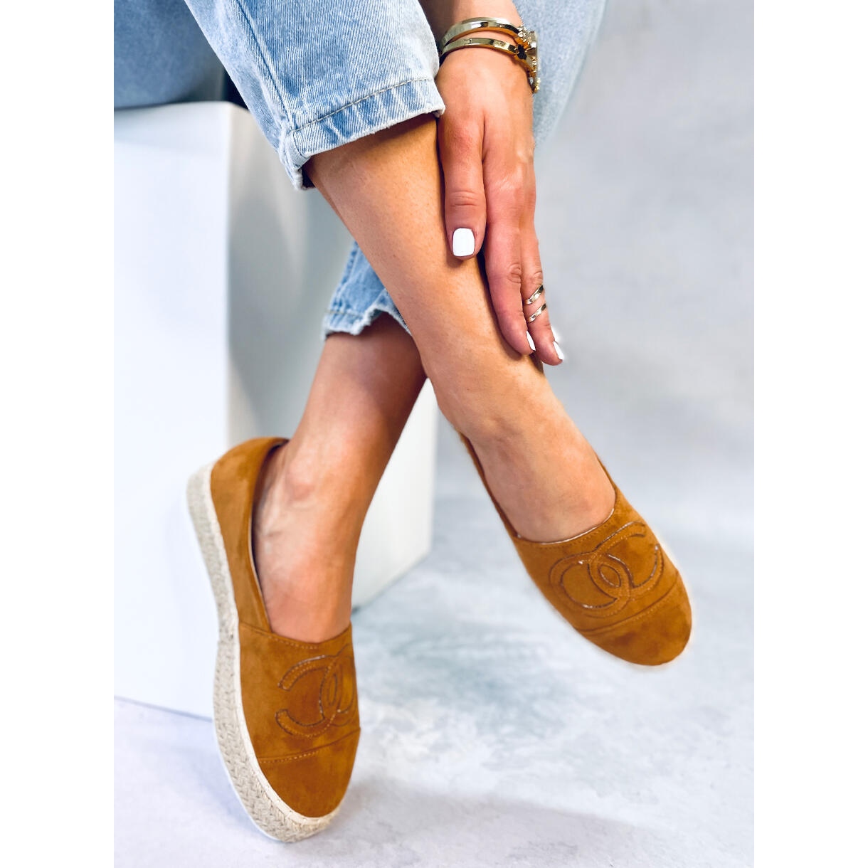 BM Wela Camel chanel espadrilles brown