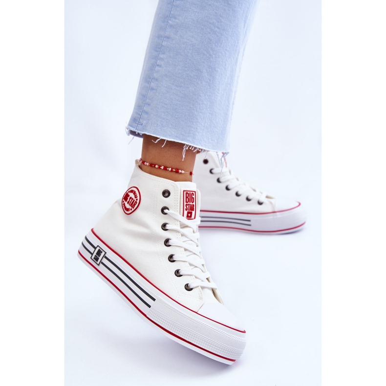 Women's High Textile Platform Sneakers Big Star LL274185 White 2 Women's High Textile Platform Sneakers Big Star LL274185 White 2