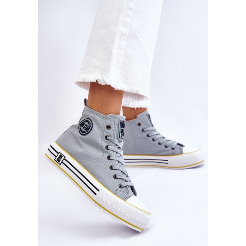 Women's High Textile Platform Sneakers Big Star LL274188 Light Blue 2