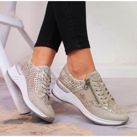 Rieker N4327-80 beige women's wedge shoes 2