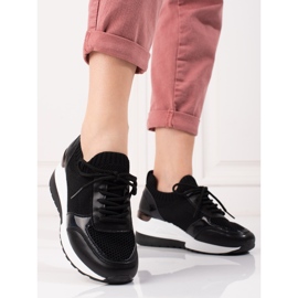 Women's sneakers with elastic upper black 2