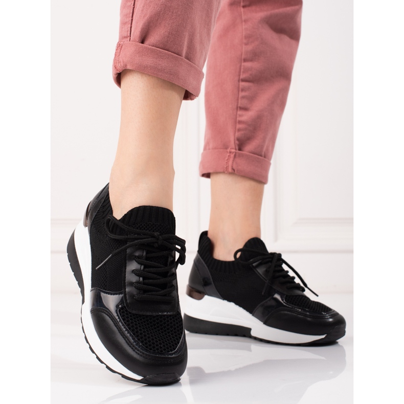 Women's sneakers with elastic upper black 2